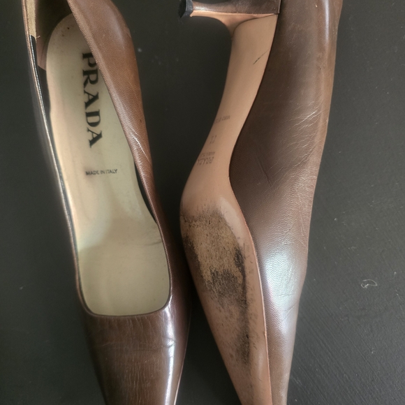 Prada Women's Brown Leather Heels - Picture 1 of 6